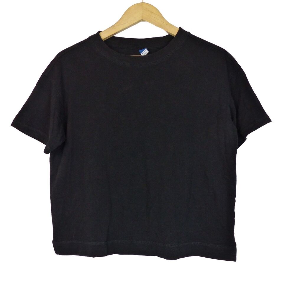 Old Navy Vintage Tee Womens S Black Boxy Oversized Cotton Crewneck Minimalist